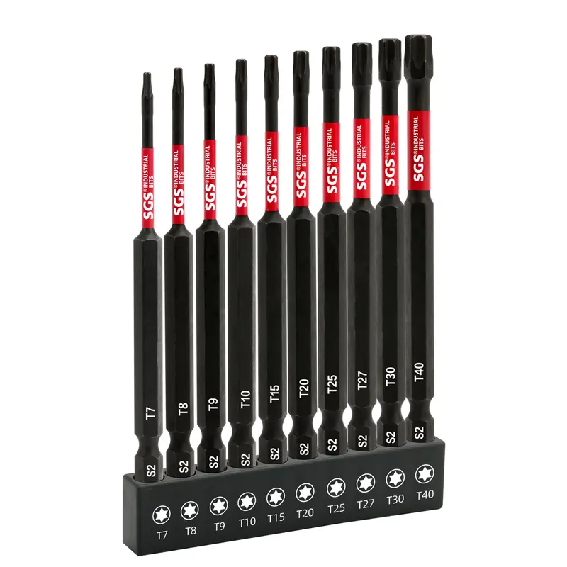 MOYOTEC 10PCS 100mm Stainless Steel Battery-Powered Impact Screwdriver Bit Set with Hard Case Torx M
