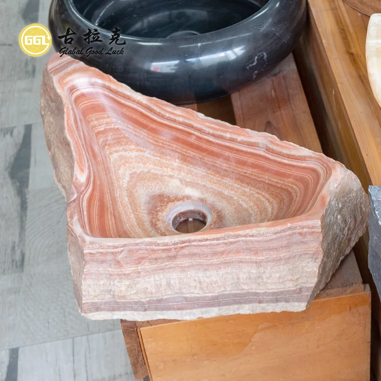 Custom Made Nature Stone Art Bathroom  Wash Stone Bowl Sink Basin manufacture