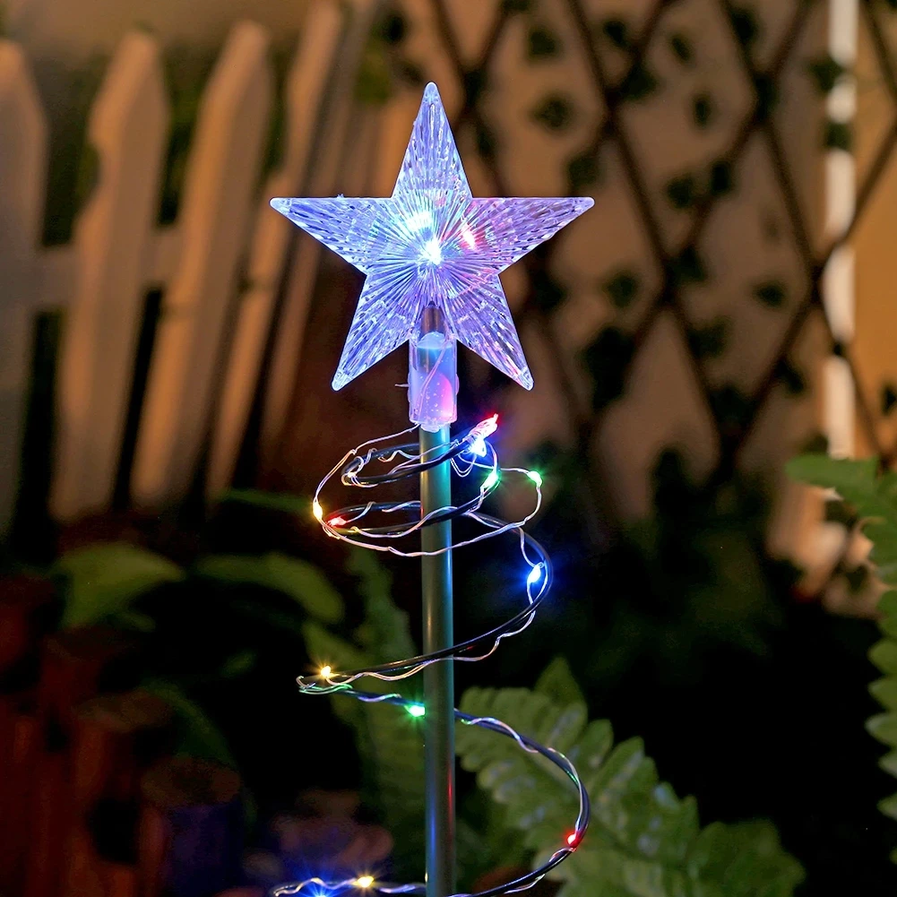 Creative Solar Christmas Tree Lights PVC Solar LED Christmas Tree Lights Waterproof Spiral for Home Holiday Party Decor
