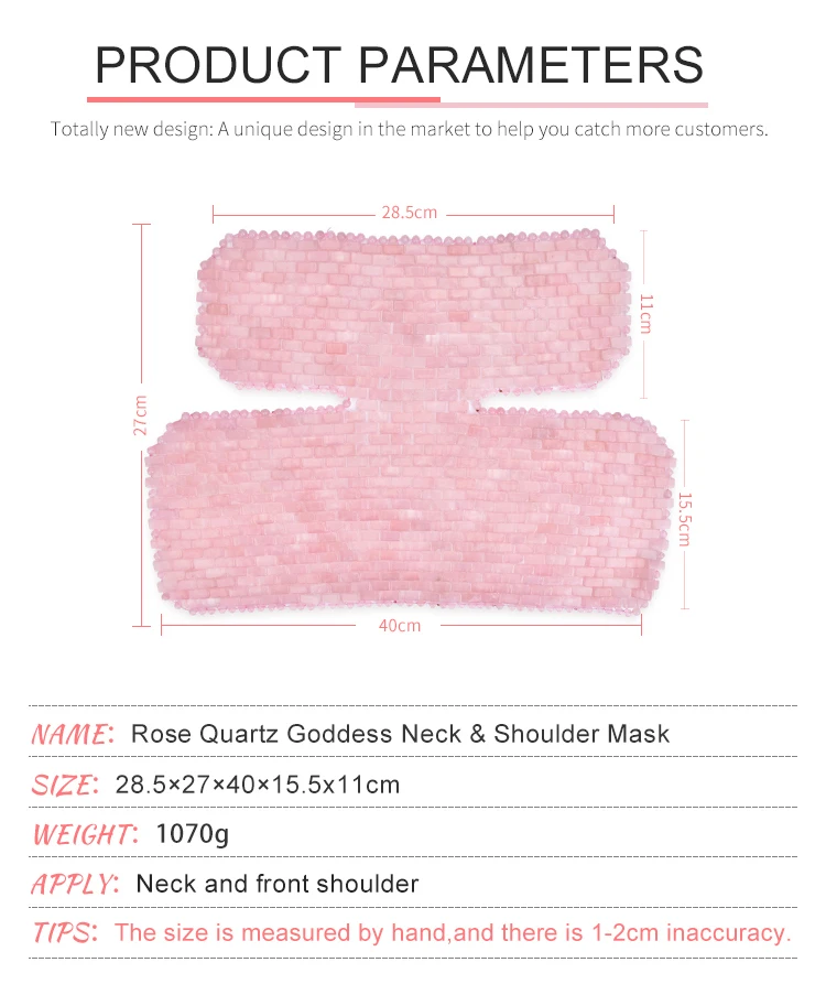 Natural Crystal Cooling Sleep Smooth,Rose Quartz Jade neck shoulder mask for skin Beauty