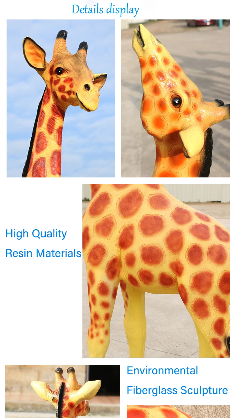 Outdoor Art Life Size Resin Fiberglass Animals Giraffe Prop Sculpture