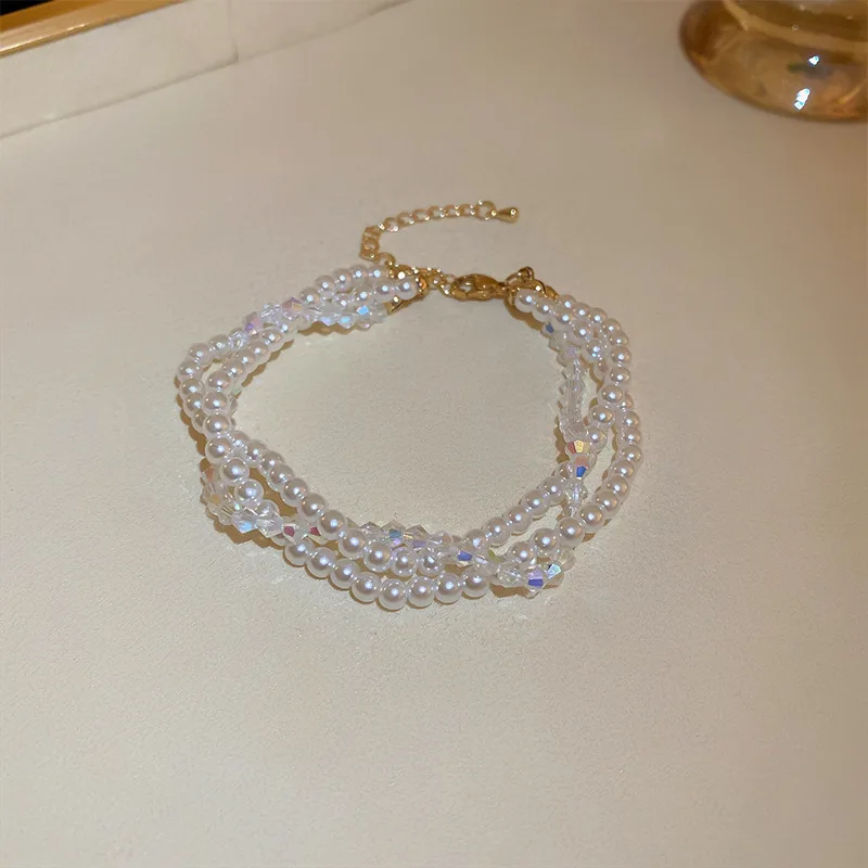HOVANCI Custom Gold Plated Single Fresh Water Pearl Bracelet Trendy Multiple Layer Winding String Beaded Bracelet Bulk