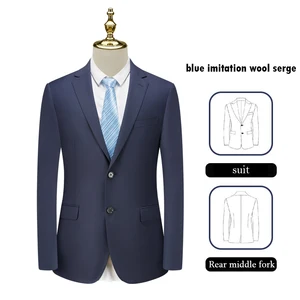 Navy Blue Serge Men's Suit Career Suit Top with Pants   HK2022-1