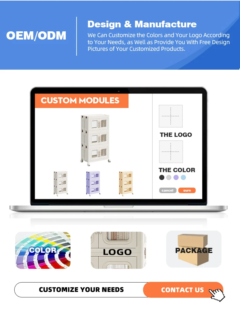 product wanuo 5 tier foldable plastic storage cabinet double sided transparent home storage cabinet with wheels-6
