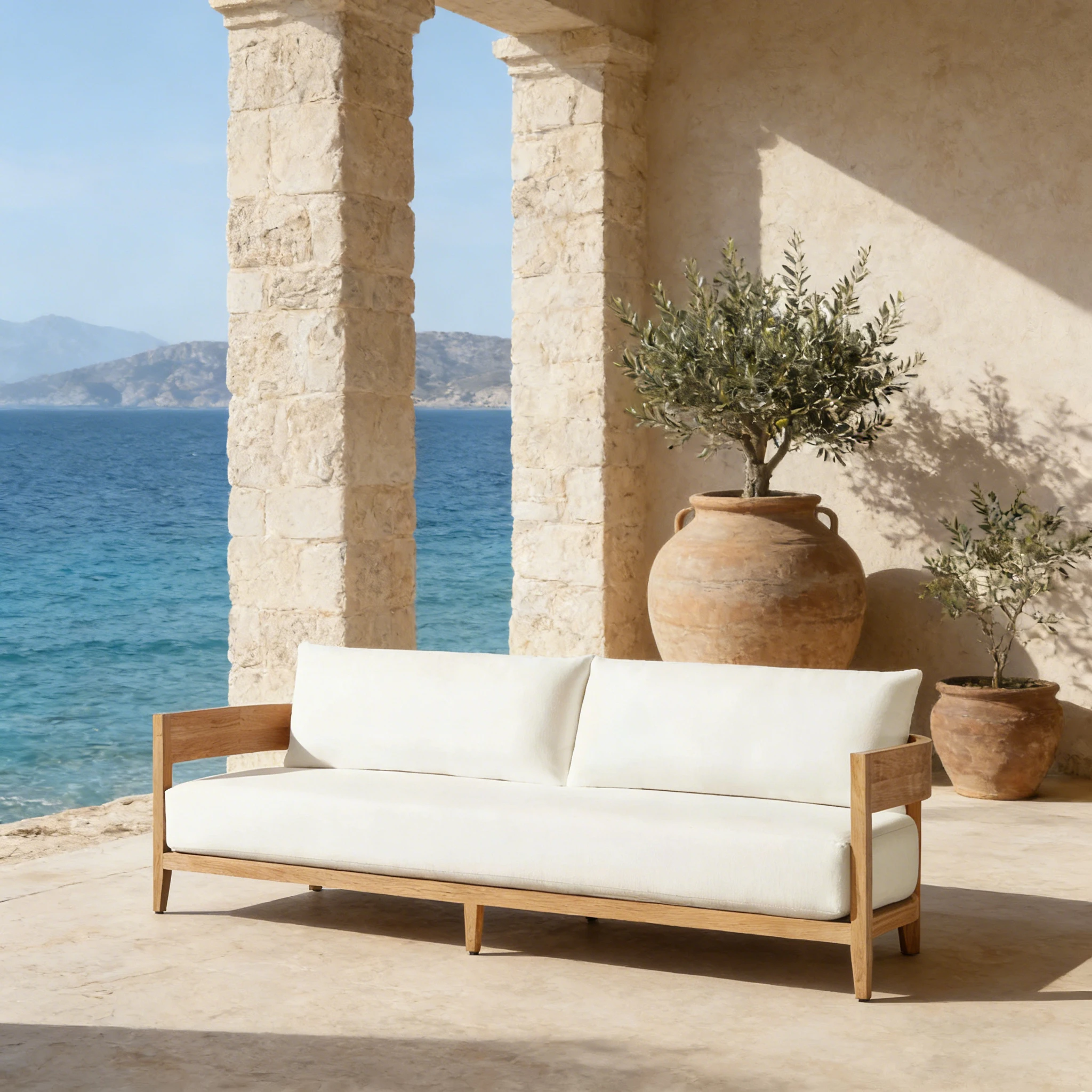 Comfortable Two Seater Outdoor Sofa with Waterproof Fabric Cushions for Patio Garden Villa and Courtyard Relaxation