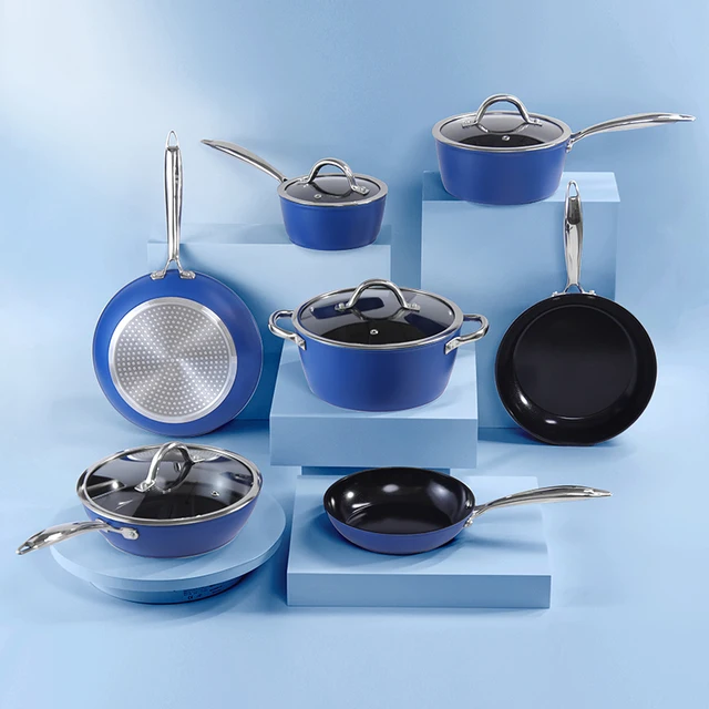 11pcs Cooking Pot And Pan Induction Compatible Nonstick Frying pan Saucepan Stockpot Aluminum Cookware Sets