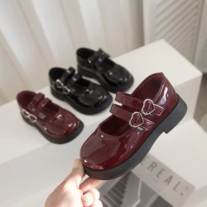 Patent Leather Kids Flat Footwear Wholesale Fashion School Shoes for Girls Black New Styles Princess Student Children Dress Shoe