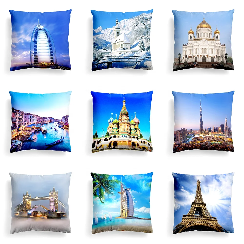 Factory Custom Throw Pillow Covers Linen Polyester Cotton Digital