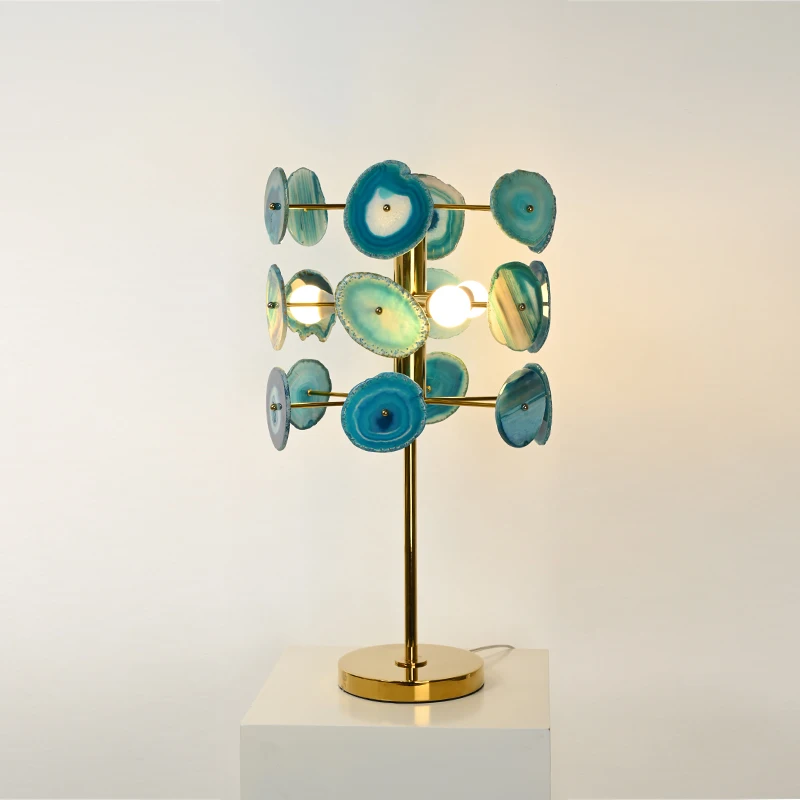 Agate hotel table lamp with eletric port table lamp marbel golden table lamp