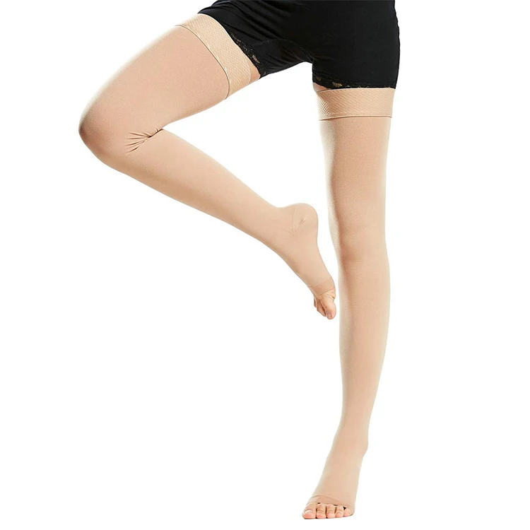 Enerup Custom Nylon 15-20mmhg Open-toe Thigh High Medical Compression Socks Rebound Medical Compression Stockings