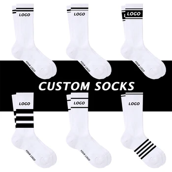 Uron 2022 high quality low MOQ 100% cotton fashion custom crew socks custom logo socks Custom men socks