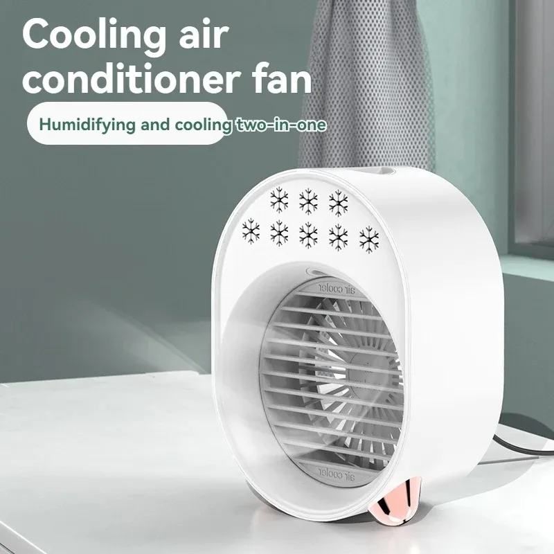 Neuer tragbarer USB-Ventilator für Büro und Schreibtisch, Mini-Klimaanlage mit Luftbefeuchtung und farbigem Nachtlicht_voghion.com