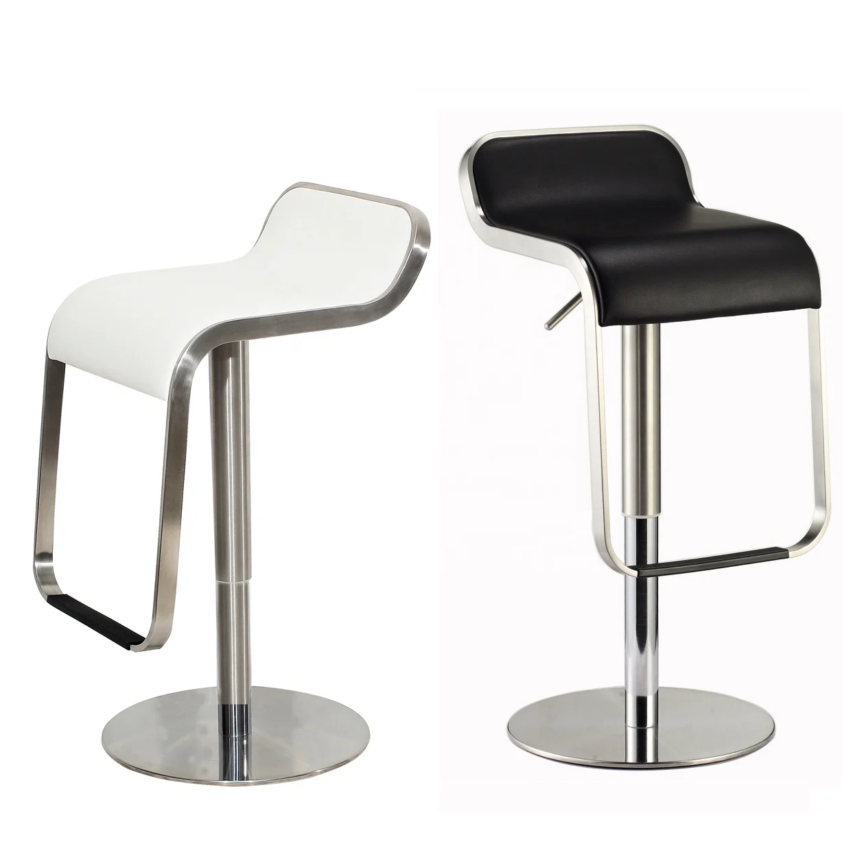 Adjustable Synthetic Leather Bar Stool with Footrest Hot Sale Short Back Swivel Metal Modern Kitchen Style Furniture Color