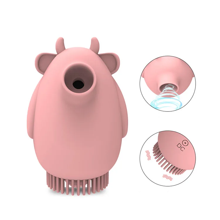 2 in 1 Cow Shaped Vibrator & for Egg Sucker Mini G-Spot Nipple & Clitoral Stimulator Cute Cow Calf Shaped Sucking Vibrator for