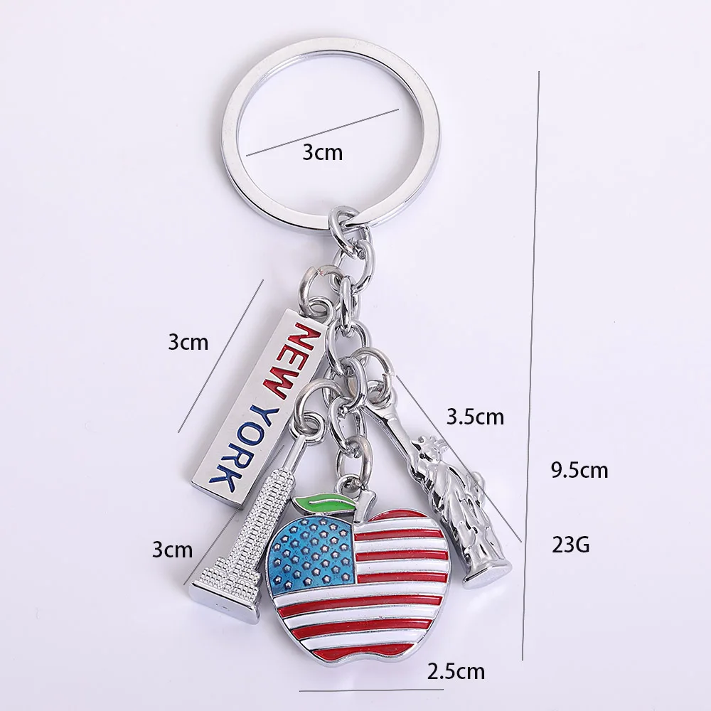 Factory Custom Design New York Statue of Liberty France Madrid Spain Rome Italy City Travel Souvenir Keychain Metal Key Chains