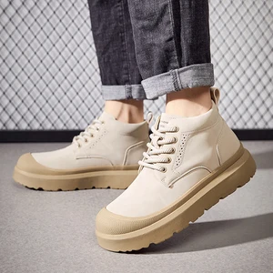 British Fashionable Martin Boots Anti-collision Toe Waterproof Upper Versatile Short Boots for Men High-top Casual Skate Shoes