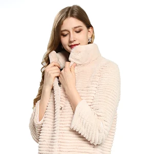 2023 Italian Pink Rabbit Fur Jacket Double-sided Genuine Fur Women's Dress