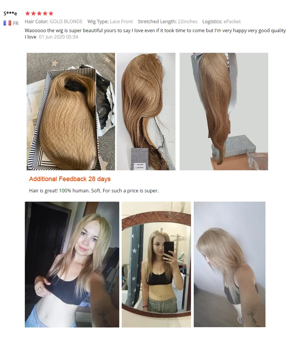 Glatte menschliche Haare blonde Lace Front Perücke gerade Bob Verschluss Gold brasilianische Highlight Cosplay Perücken_voghion.com
