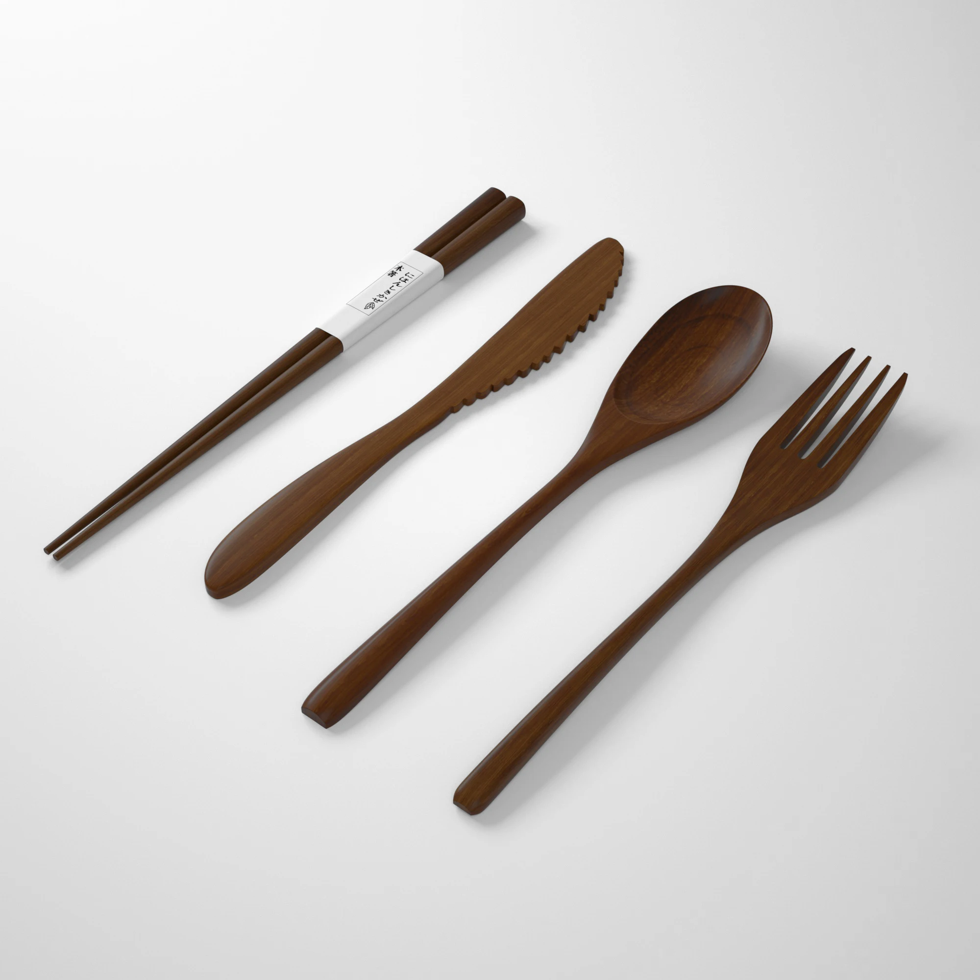 
Оптовая продажа, дорожные портативные многоразовые черные органические бамбуковые столовые приборы, набор столовых приборов в сумке 