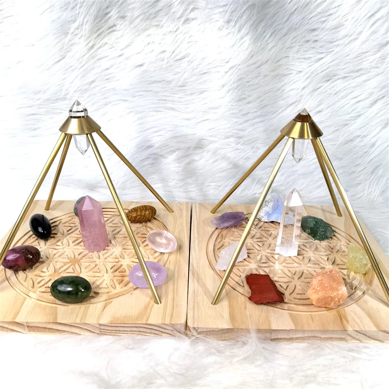 New Arrival Natural Crystal Healing Stone Reiki DIY Clear Quartz Point Pyramid Energy Array for Meditation