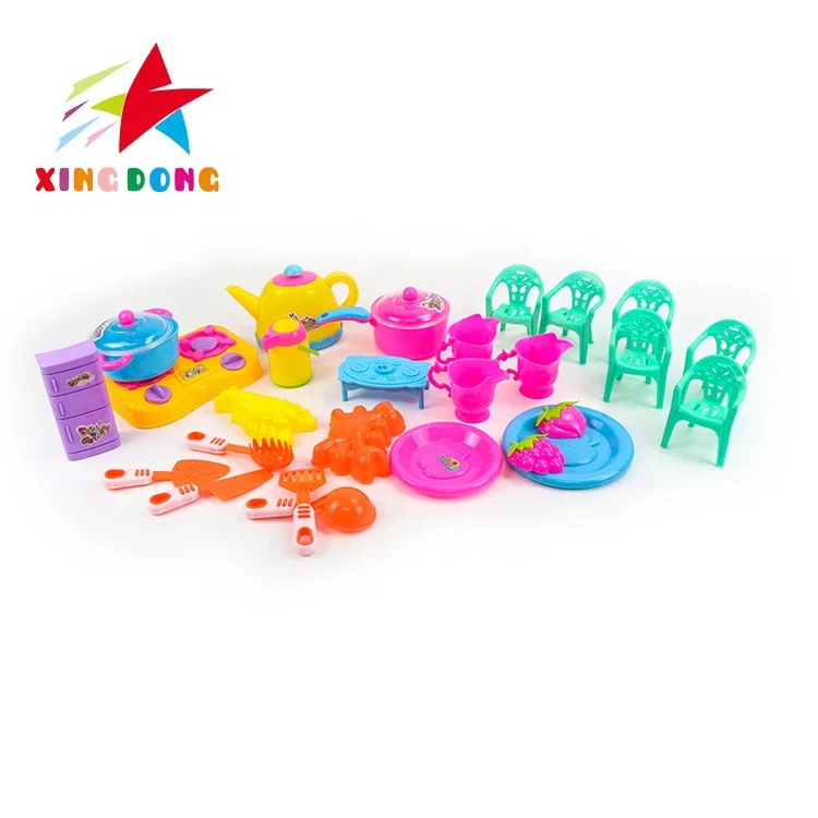 Cheap Cute Pretend Play Toys Educational Simulation Kitchen Cooking Tableware Play Set