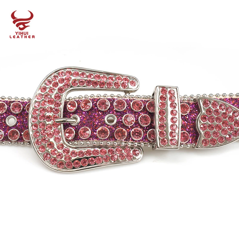 2022 New Western Cowgirl Belts Glitter Pink Belts Custom Western