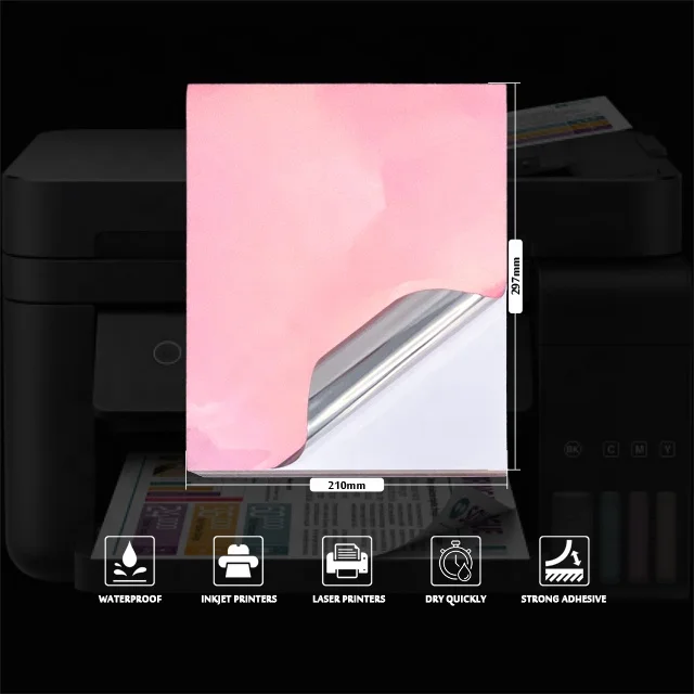 Carta Stampabile Oro Carta Adesiva Vinile Lucido Oro A4 - 10 Fogli Per Stampante Laser/Getto D'Inchiostro, Impermeabile Fogli A4 Adesivi Per Stampante - Foto 6