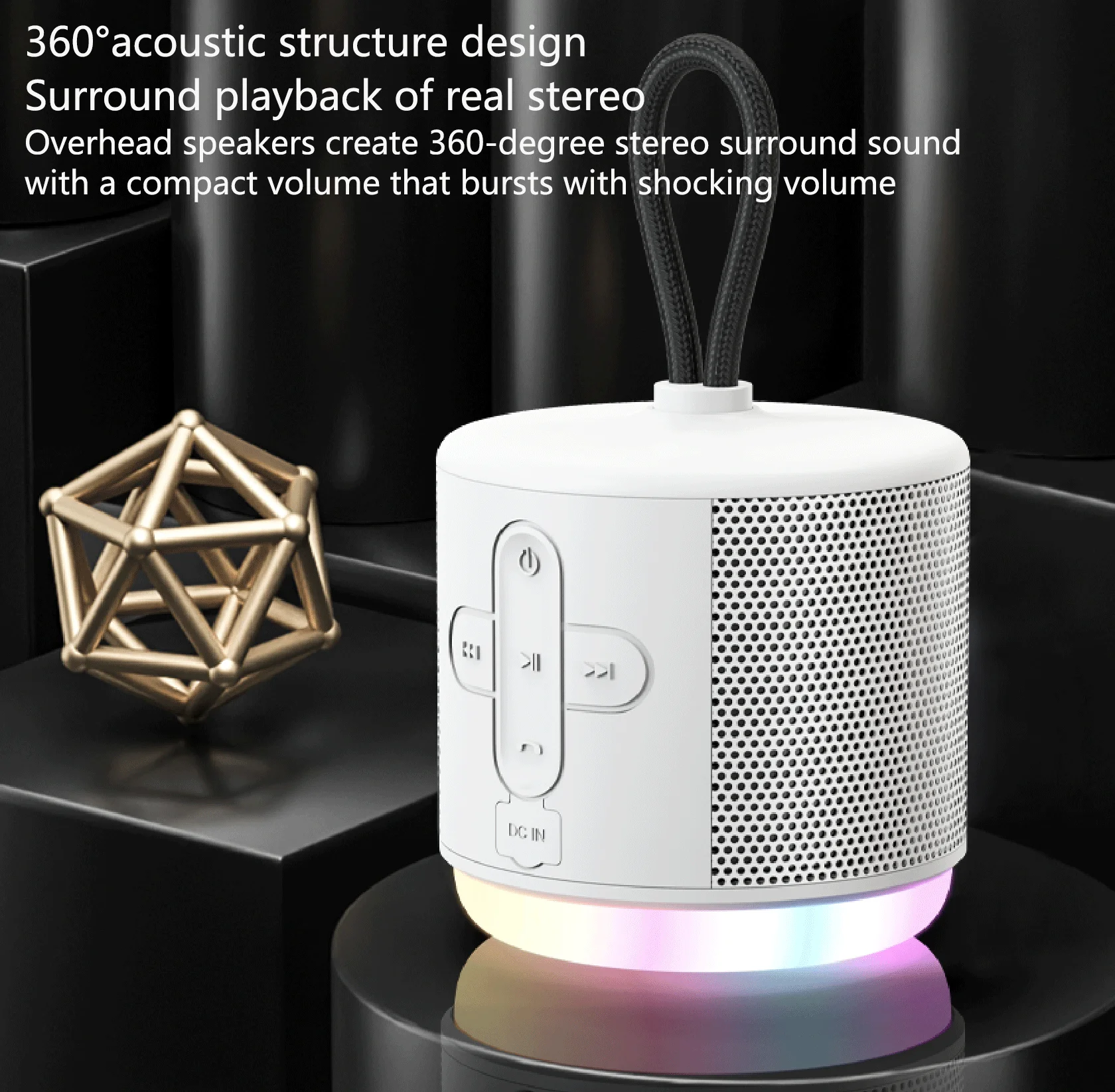 Беспроводной сабвуфер с объемным звуком водонепроницаемый портативный мини-динамик поддержкой tf-карты для