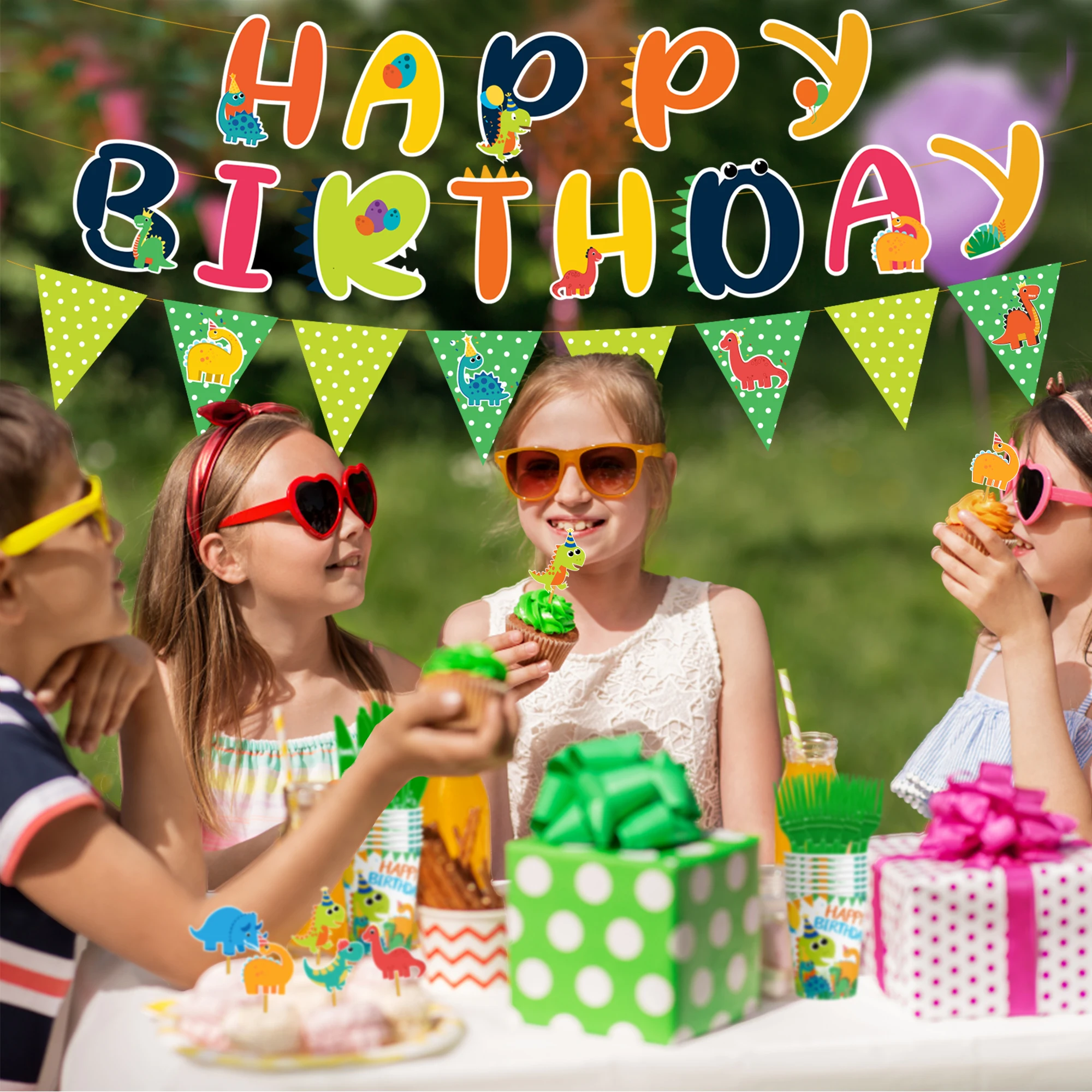 Dinosaur Party Decorations Balloons Set Banners Kids Birthday Party