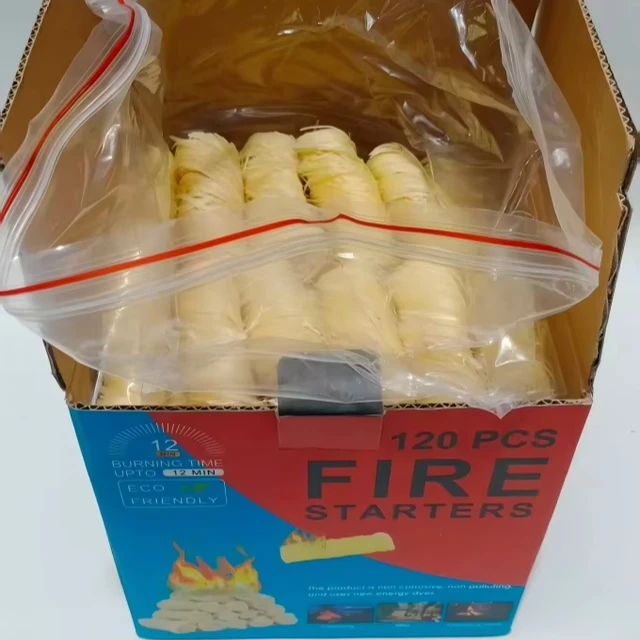 Boxed Cylinder Shaped Natural Wood Wool Fire Starters for Outdoor BBQ Charcoal Ignition Fuel for Charcoal Grills for Camping
