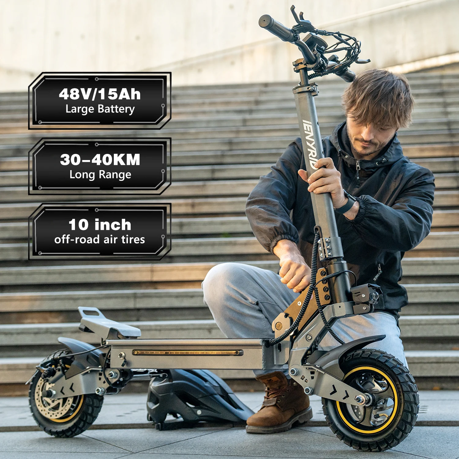 Wholesale 48V 15Ah iENYRID S1 High-Speed Off-Road Electric Scooter for Adults EU/UK/USA Warehouse Dropshipping