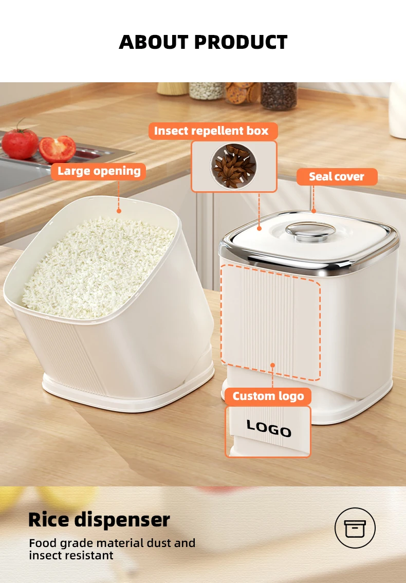 Wannuo 12kg Rice Container Insect-proof Moisture-proof Rotatable Sealed Food Storage & Contaniers with Time Recorder details