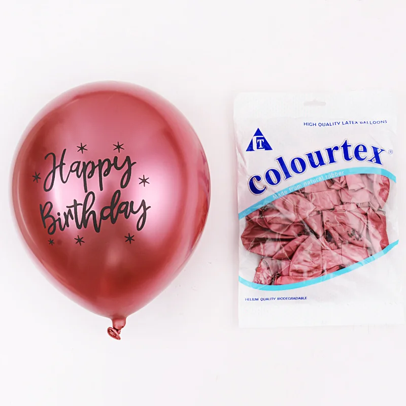 Chrome Balloons Multicolor Happy Birthday Metallic Balloons 12 Inch Latex Metallic Balloon for Women Kids Baby Shower Party