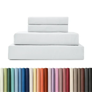 Hotel Luxury 50 Cotton 50 Polyester 400TC Deep Pocket Bed Sheet Set Queen King Size Wrinkle Free Easy Care Breathable OEKO-TEX