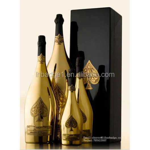 Source Embossed gold pewter metal stickers for Armand De Brignac