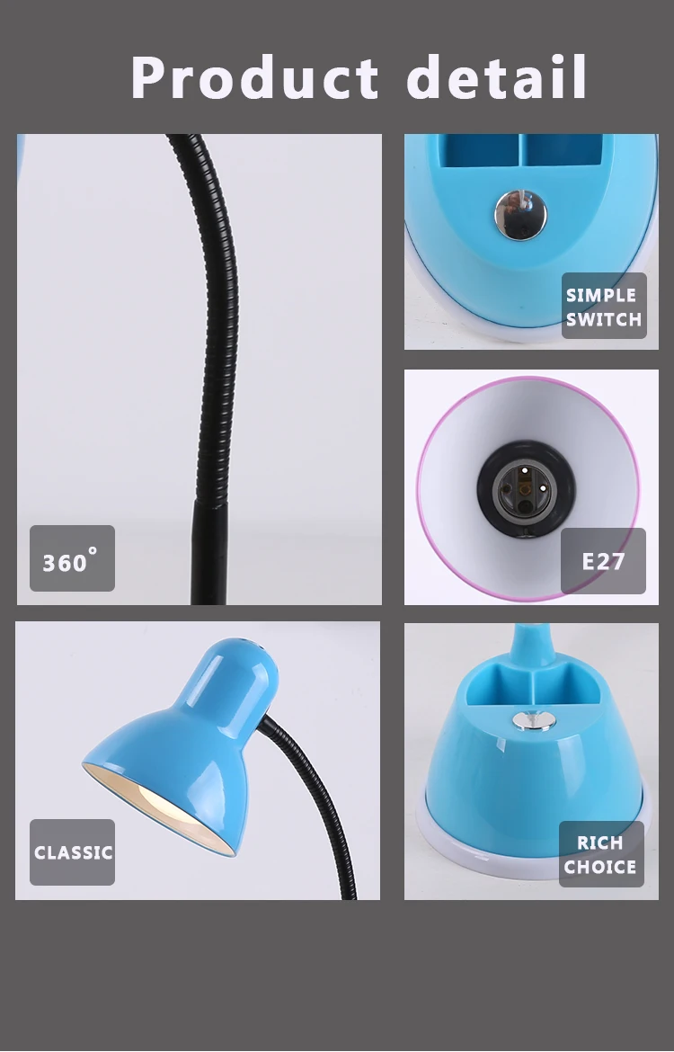 Hot Selling Home Study Metal Lampshade LED Children Study Small Table Lamp Reading Lamp