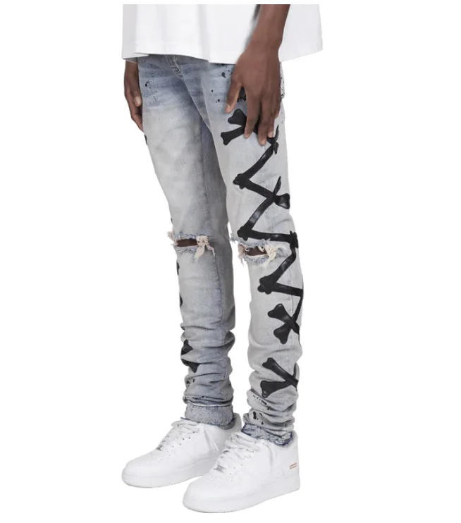 2023 man calcas-jeans streetwear print men's| Alibaba.com