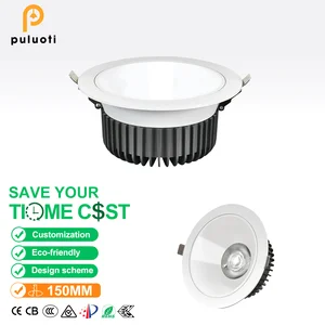 Modern Embedded Aluminum Anti-glare Spotlight 150mm 24W LED Ra97 High Color Rendering Index Full-spectrum Eye protection Indoor