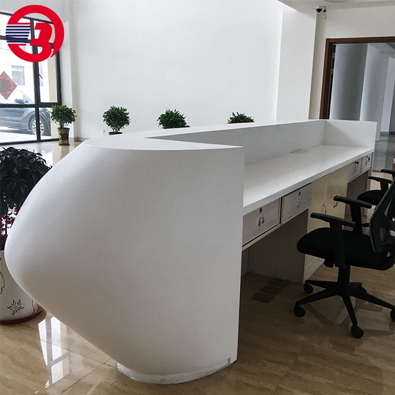 White and Grey Front Reception Counter Office Reception Desk Clinic Reception Desk