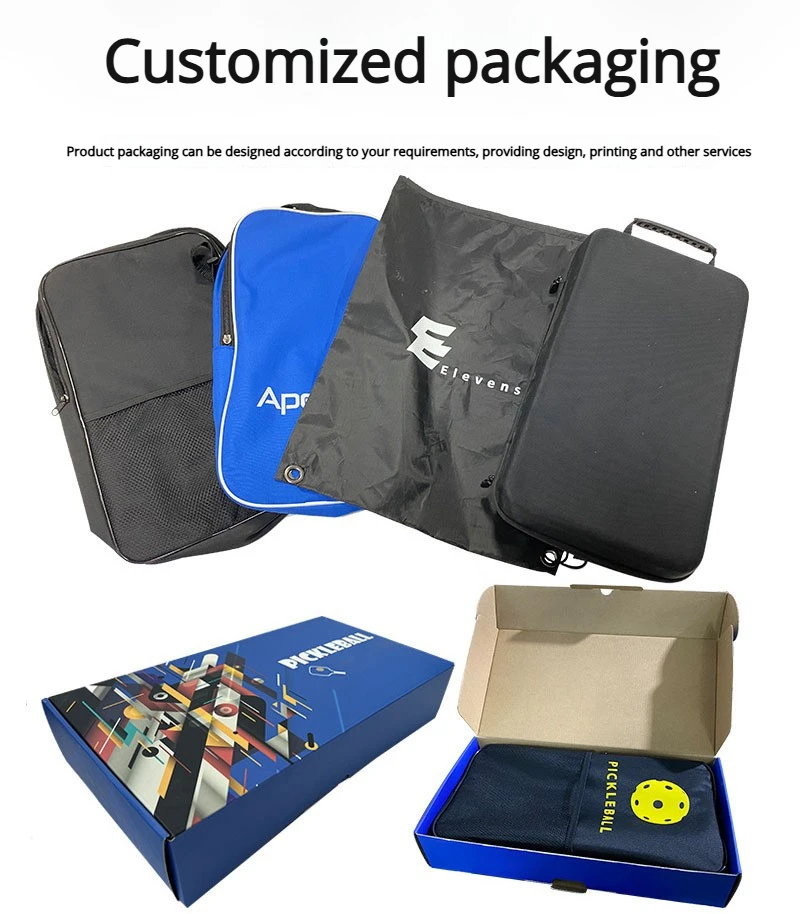 product high quality portable pickleball paddle for children score shapes 14mm 16mm training edgeless raw carbon fiber surface honeycomb-5