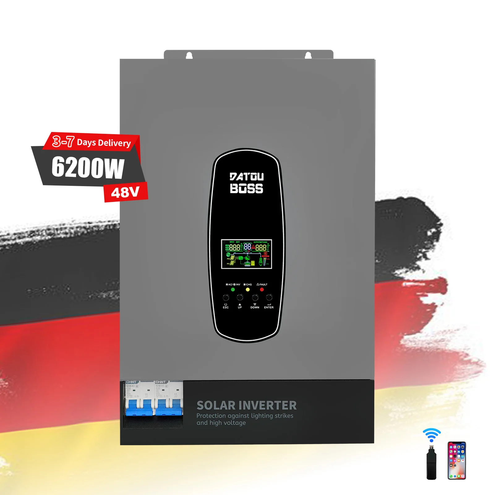 Sortie monophasé 120a hors réseau 48V 6,2kw Datouboss Onduleur Solaire Inverseur Hybride Onduleurs Solaires avec MPPT_voghion.com