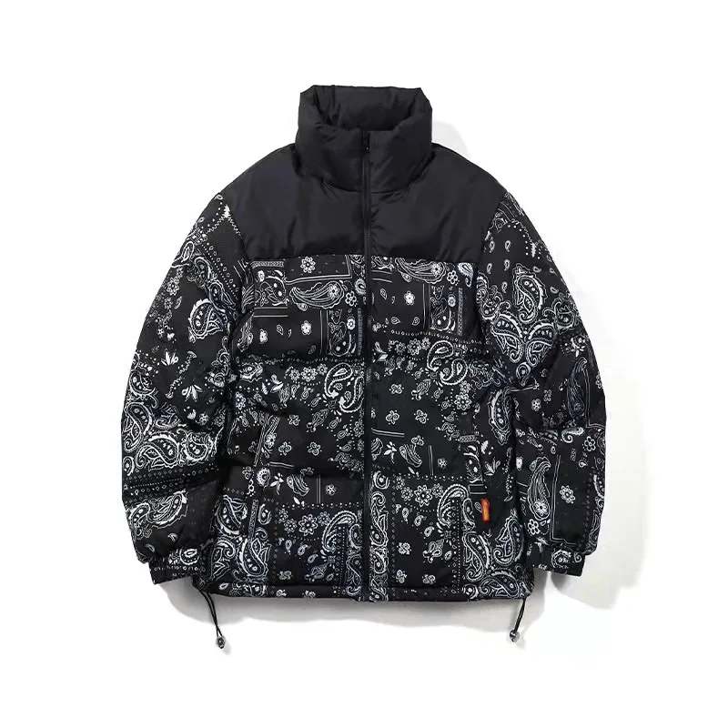 Custom Men Winter Coat Duck Goose Down Padded Bubble Black Print Designer Puffer Jacket_voghion.com