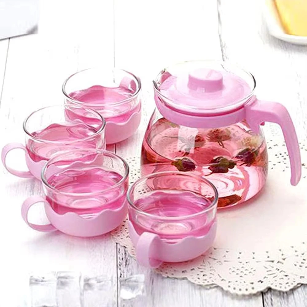 Pyrex Unbreakable Glass Teapot with Strainer Convenient Indoor Office Coffee & Tea Set for Home Use