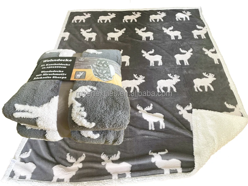 Perfect Gift Reversible Knitted Christmas Snowflake Sherpa Fleece Throw Blanket Fluffy Bed Sofa Cozy Plush for Winter