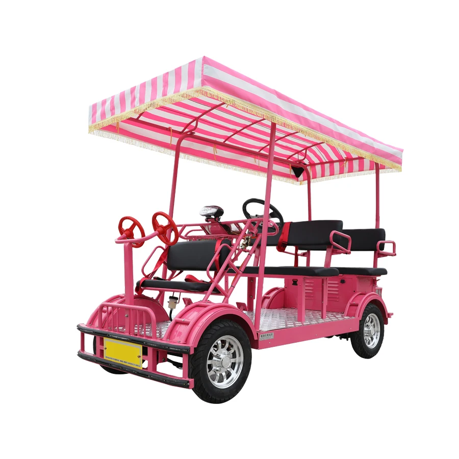 All Kinds of Color Sightseeing 4 Wheel Bike Pure Electric Assisted 4 Persons  6 Seats  Family Style SURREY BIKE