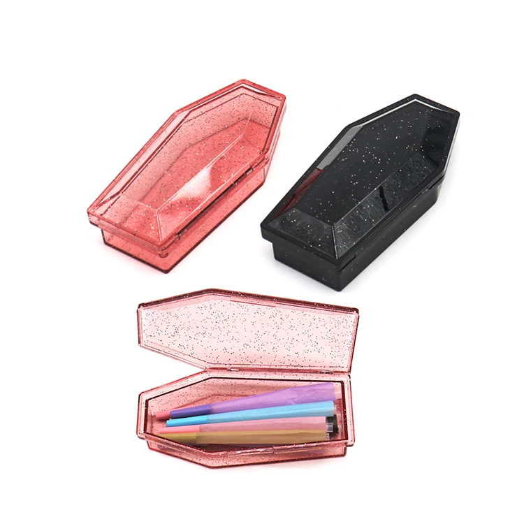 Factory High Quality Portable 140 mm Crucifix Coffin Plastic Clear  Cigarette Case Holder Container for Smokers