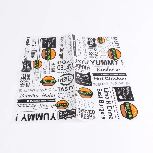 Eco-friendly Customized Hamburger Food Packaging Grease Proof Paper Food Grade Material Coated Paper details