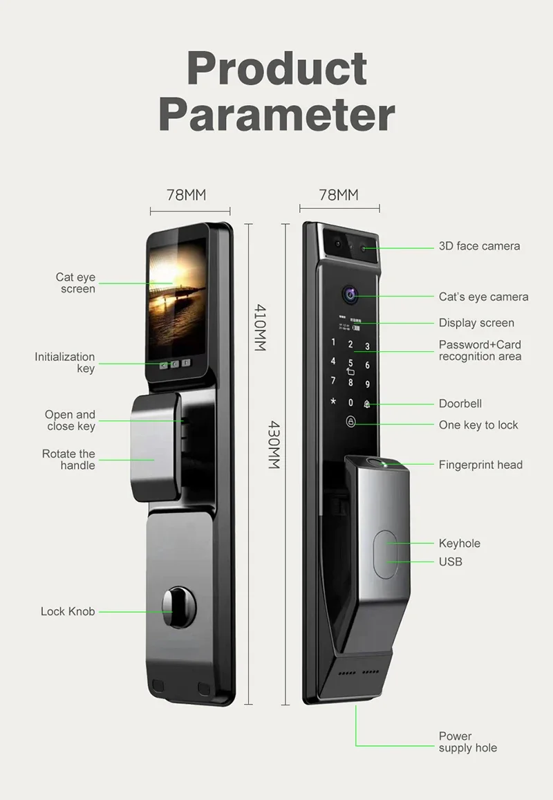 Smartier Tuya Automatic Door Lock with 3D Face Recognition