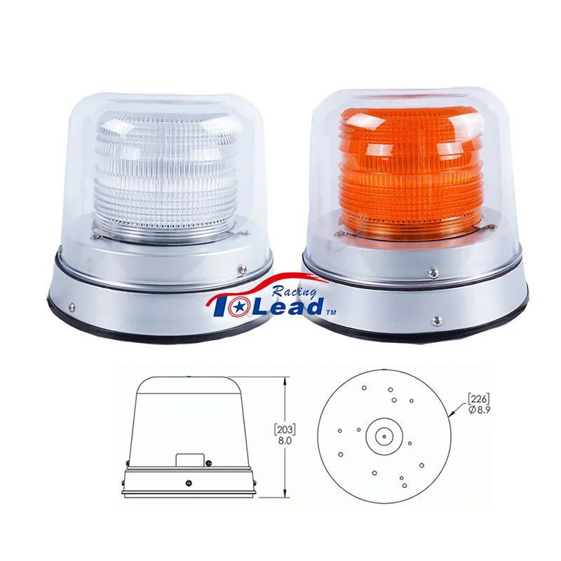 High Profile Permanent Dual Cover White Xenon Strobe Lamp Heavy-Duty Spun Aluminum Base Tall Dome Flashing Warning Beacon Light