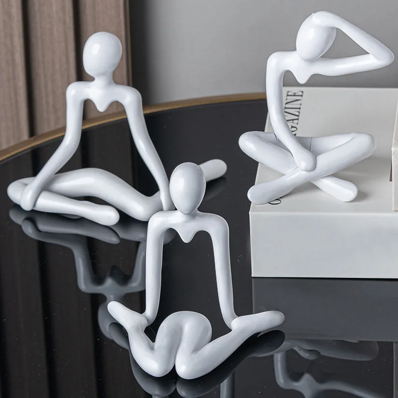 Modern Sculptures Home Decor Abstract Resin Figurines Thinker Statue for Living Room Office Bedroom Shelf Table Desk